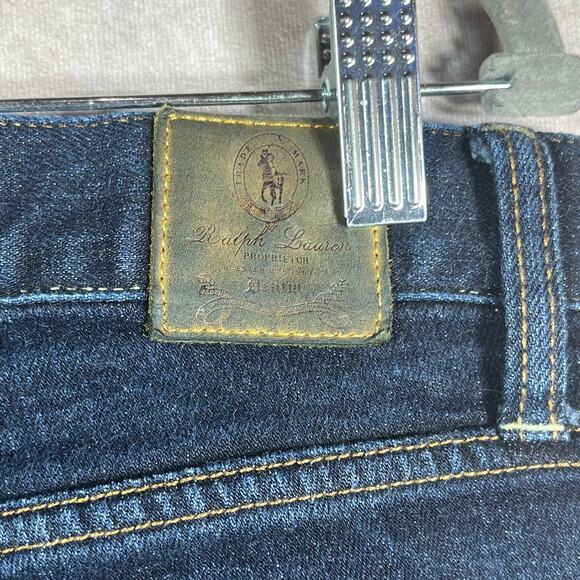 Ralph Lauren Jeans Womens 32 Blue Dark Wash Denim Classic Boot‎ Mid Rise Stretch - Picture 5 of 13